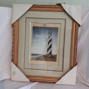 Light House Black and White Print Double Mat Framed